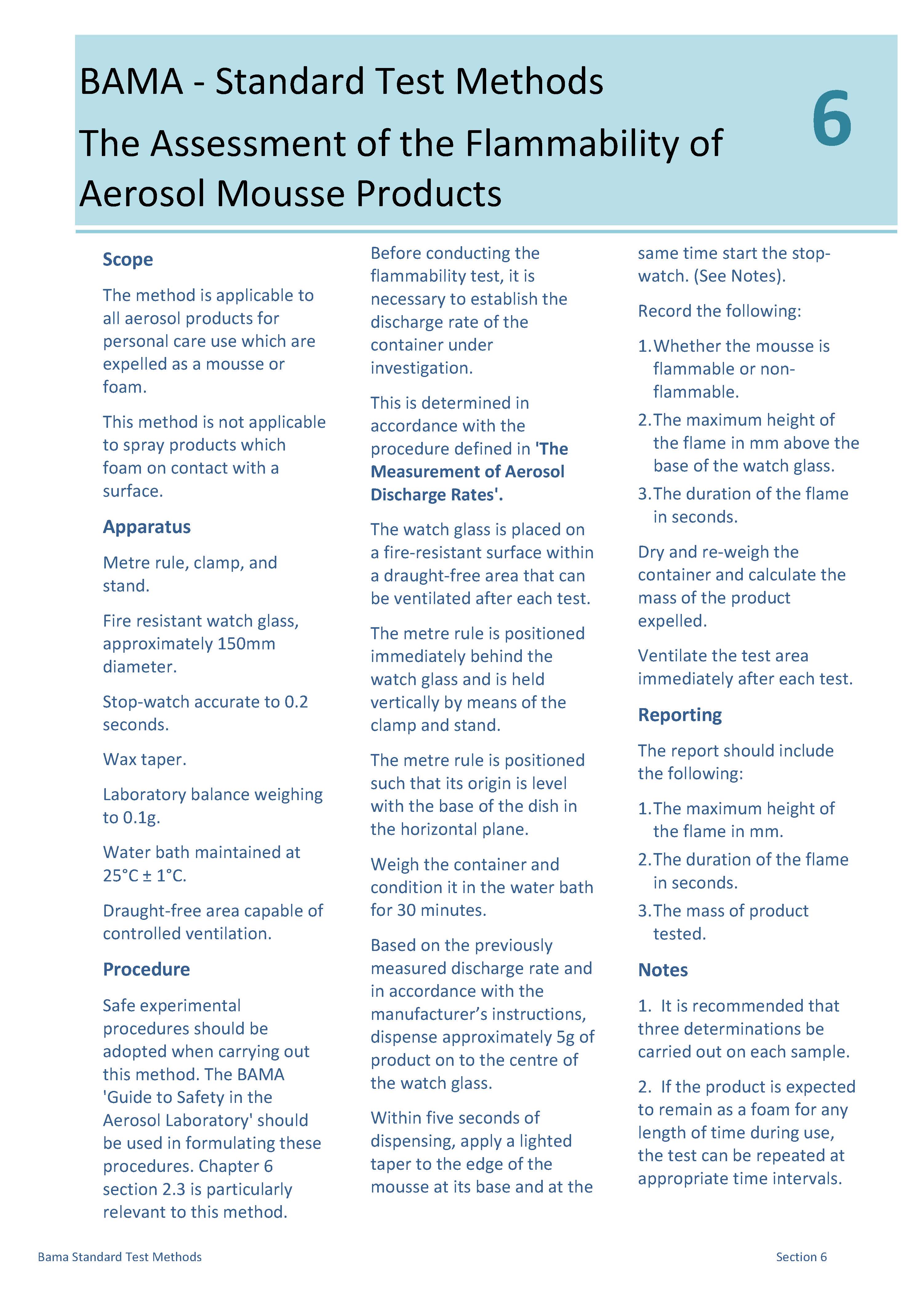 6 - The Assessment of Flammability of Mousse Products